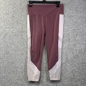 Athleta Pants Womens Medium Pink Colorblock Capri Mesh Panels Leggings Yoga